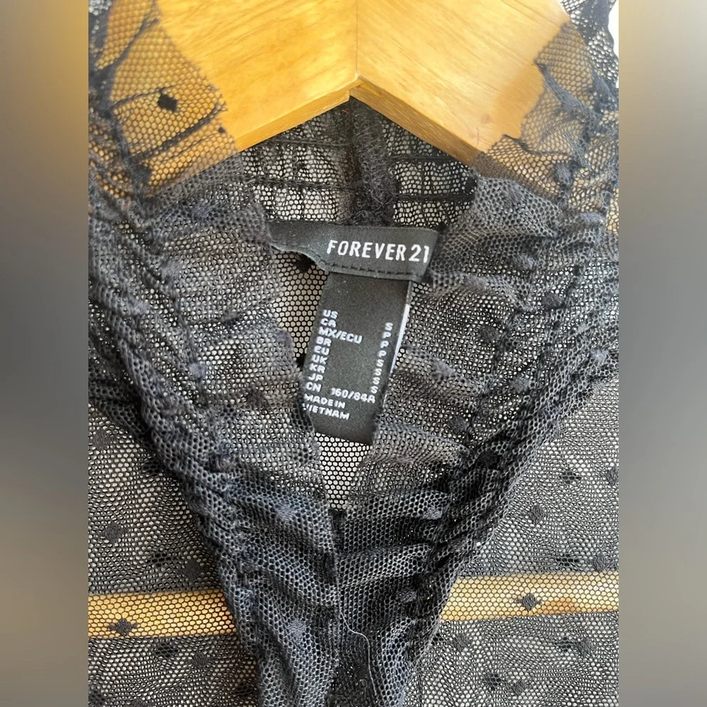 Black Ruffle Mesh Top - Picture 2 of 4